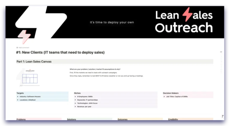 Lean Sales Outreach Sales Frameworks example 3